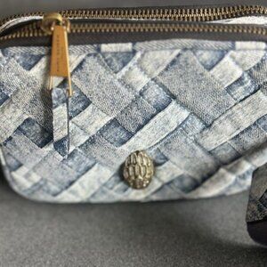 Kurt Geiger Denim Woven Camera Crossbody Bag